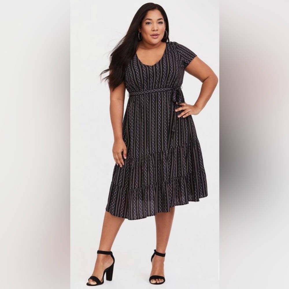 Torrid Challis Midi Tiered Skater Dress